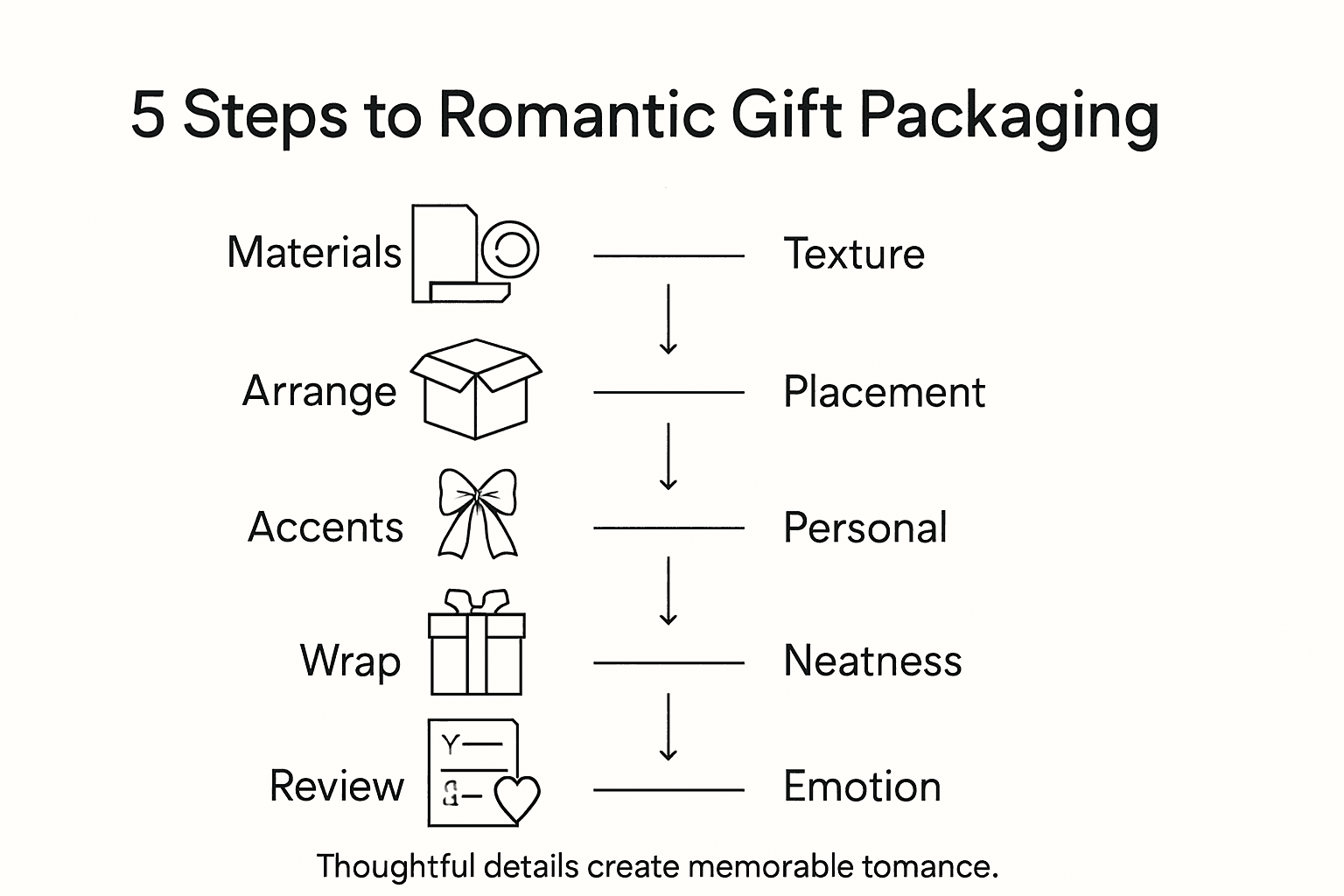 Infographic showing five packaging process steps