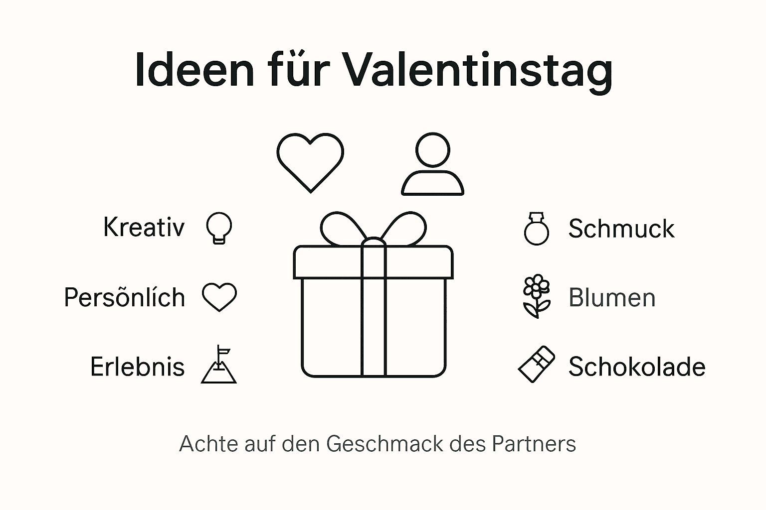 Infografik: Kreative Geschenkideen und verschiedene Kategorien für den Valentinstag