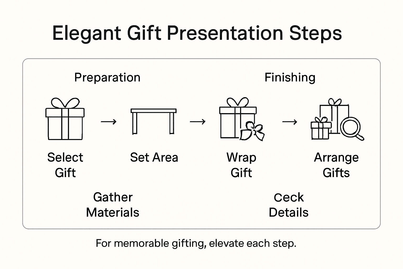 Infographic showing elegant gift presentation steps