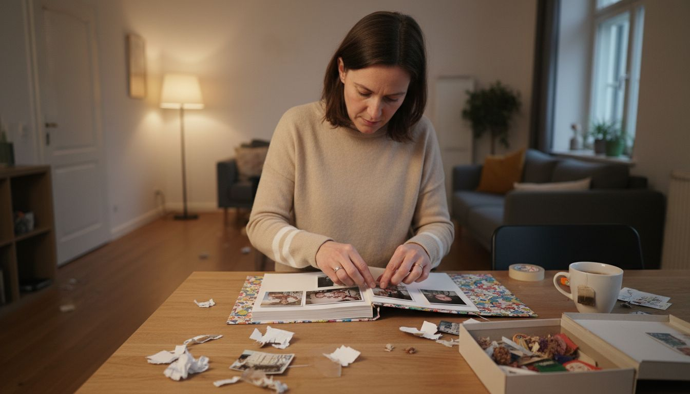 Con gran atención al detalle, una mujer crea un regalo creativo a mano.
