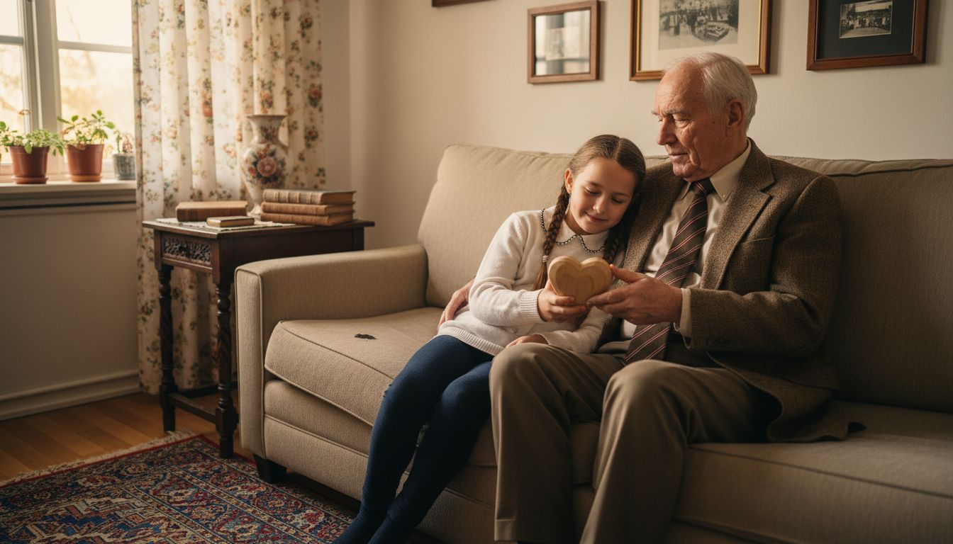 Til Valentinsdag overrasker bedstefar sine kære med et selvskåret træhjerte.