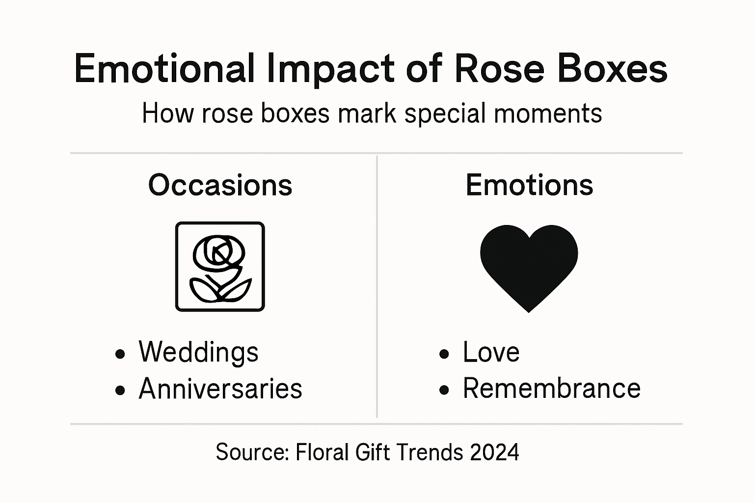 Infographic die rozenboxgelegenheden en emoties toont