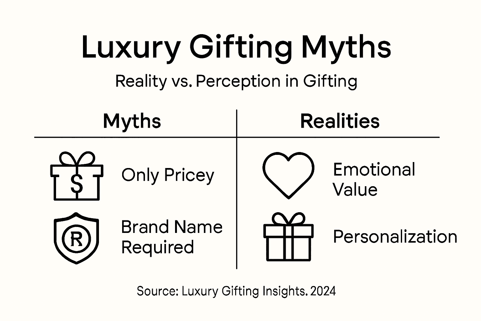 Infografía que muestra mitos y realidades en los regalos de lujo