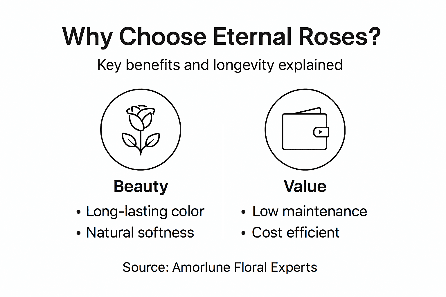 Infographic showing benefits of eternal roses