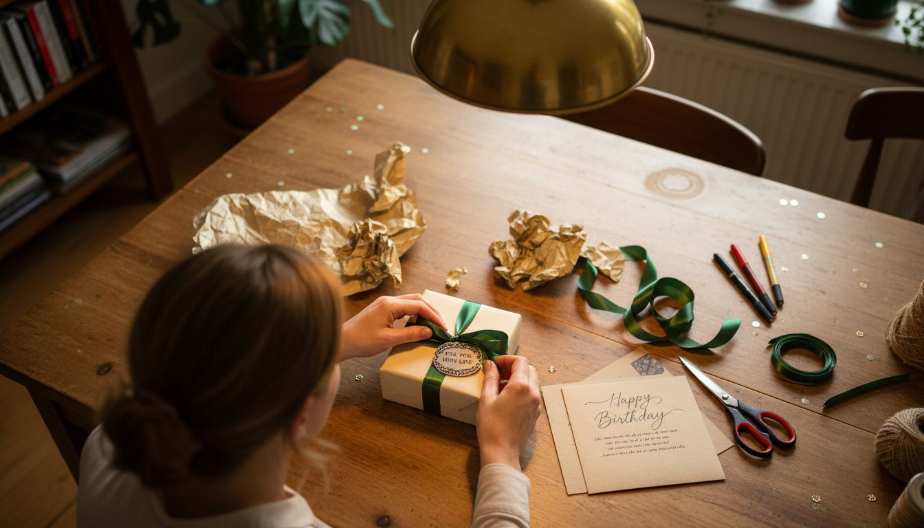 Person preparing personalized romantic gift