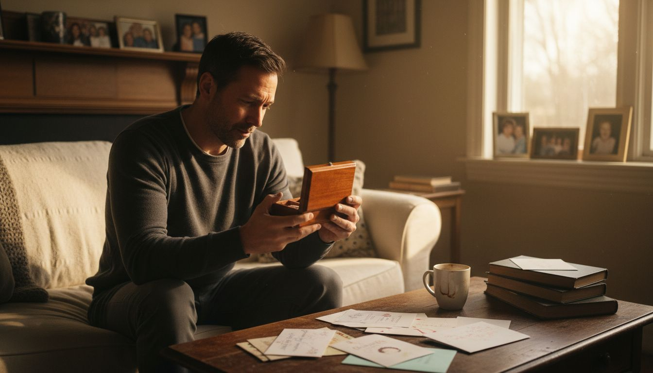 Hombre reflexionando sobre un regalo de lujo emocional