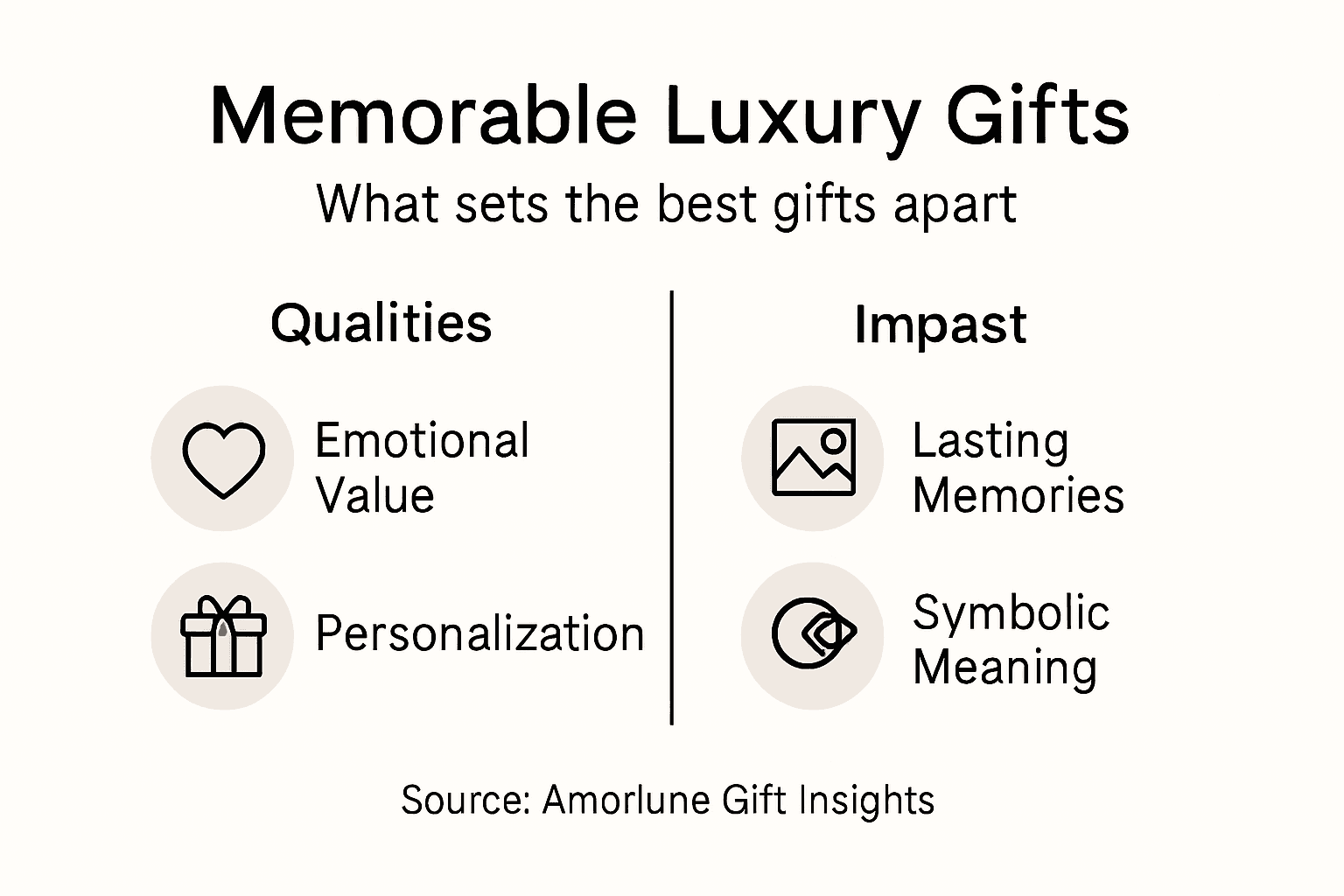 Infografía de las principales cualidades de los regalos de lujo