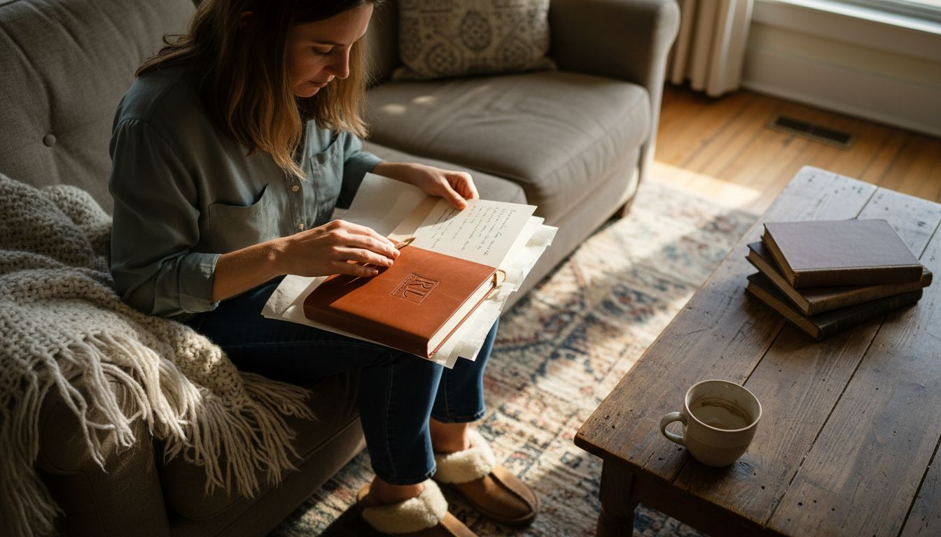 Woman opening personalized premium romantic journal