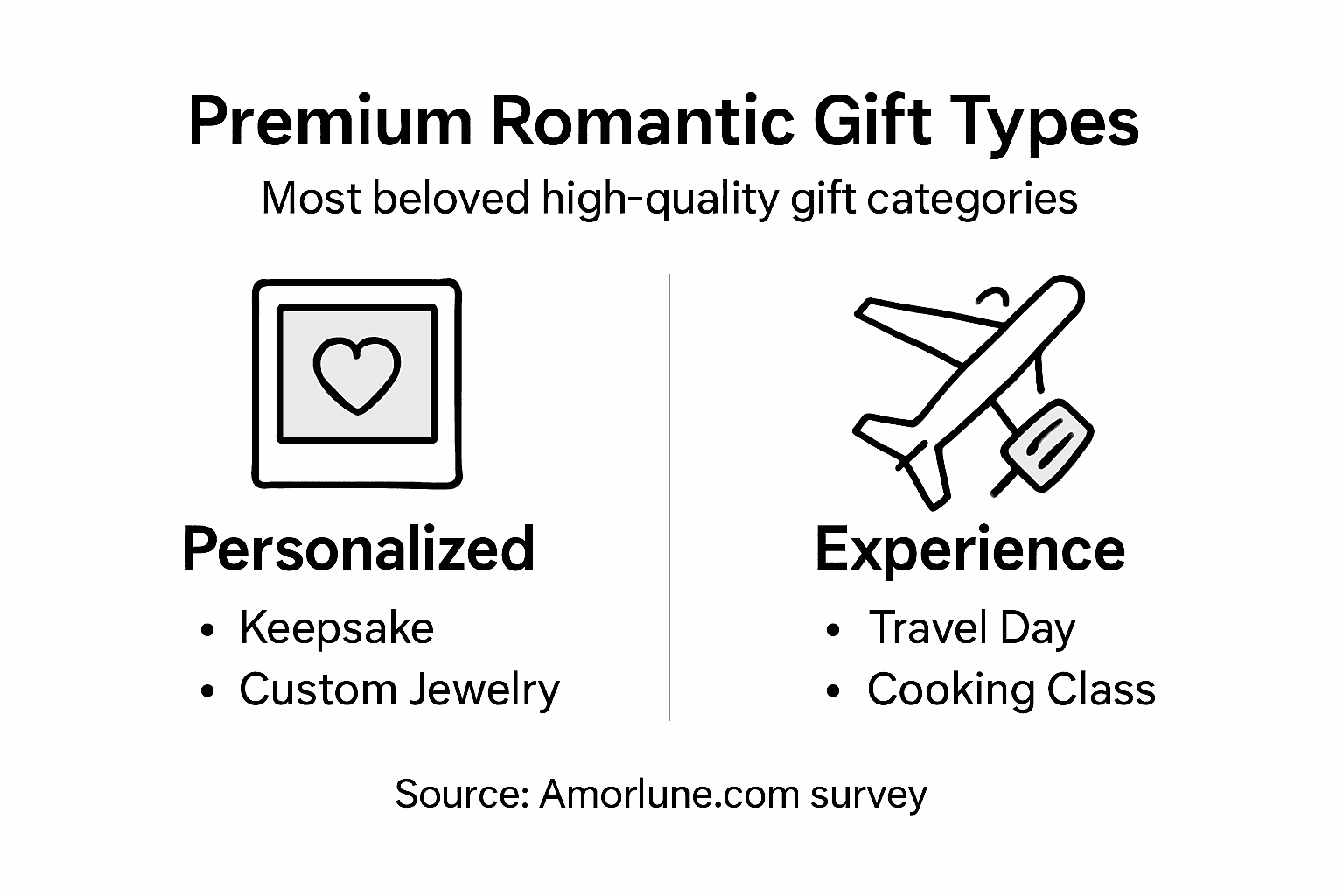 Infographic of premium romantic gift categories