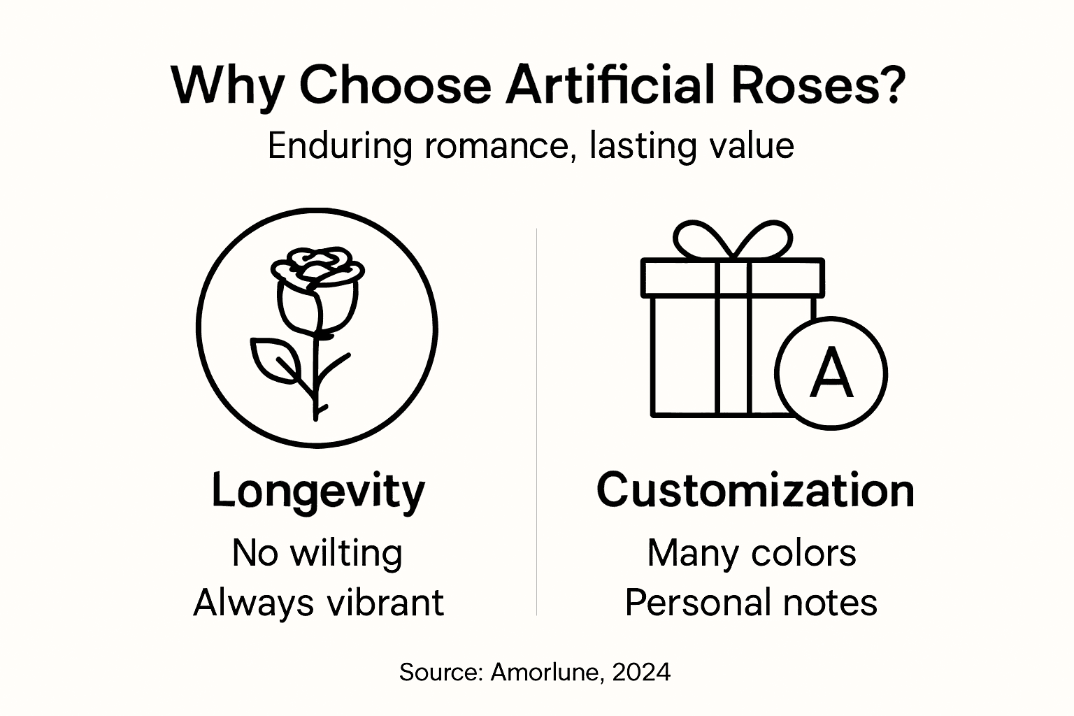 Infografik skitserer varige fordele ved kunstige roser