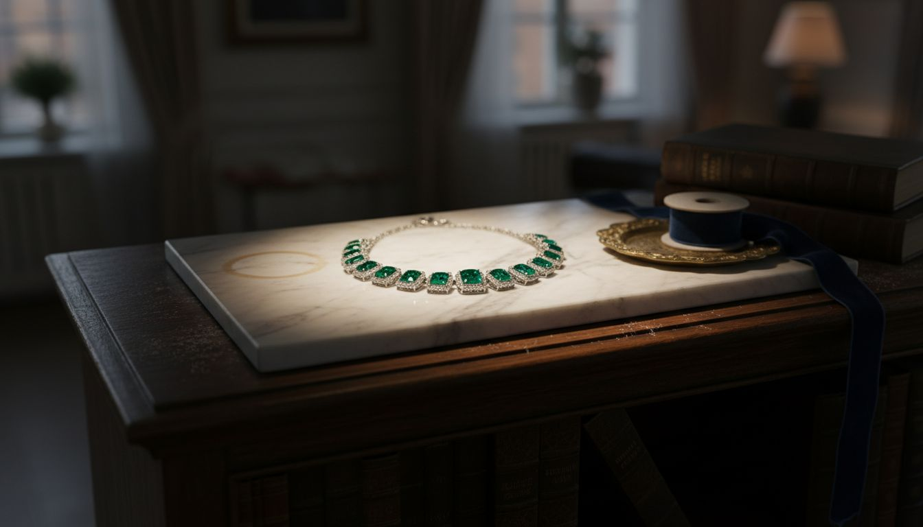 Luxe ketting op marmeren presentatieoppervlak