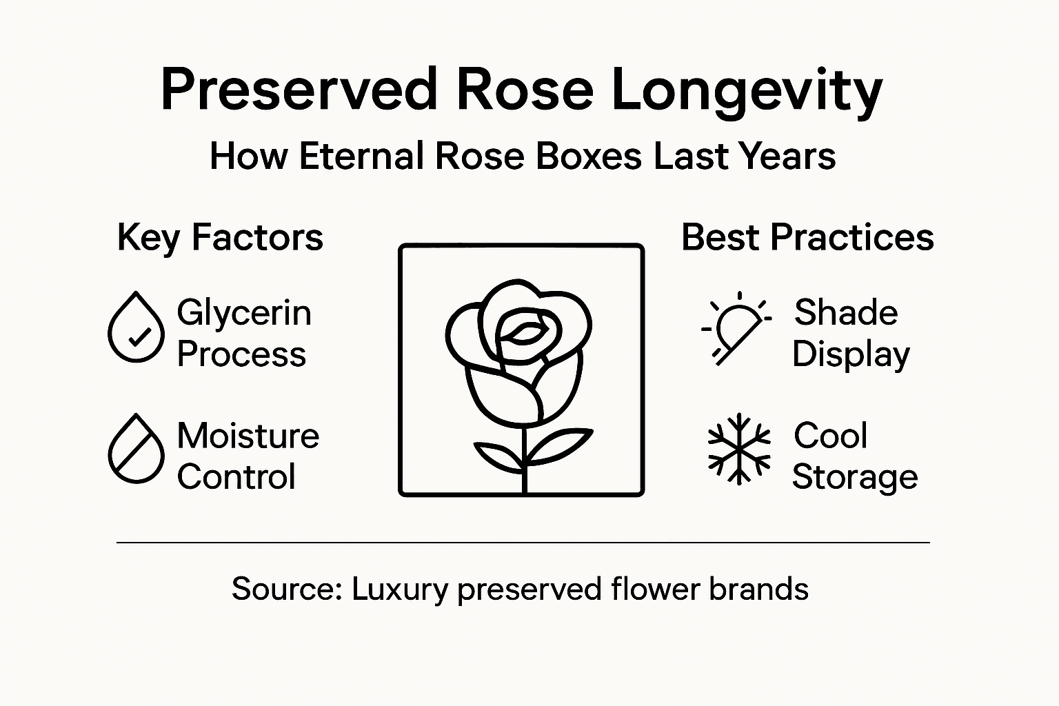 Infographic illustrating how eternal roses last