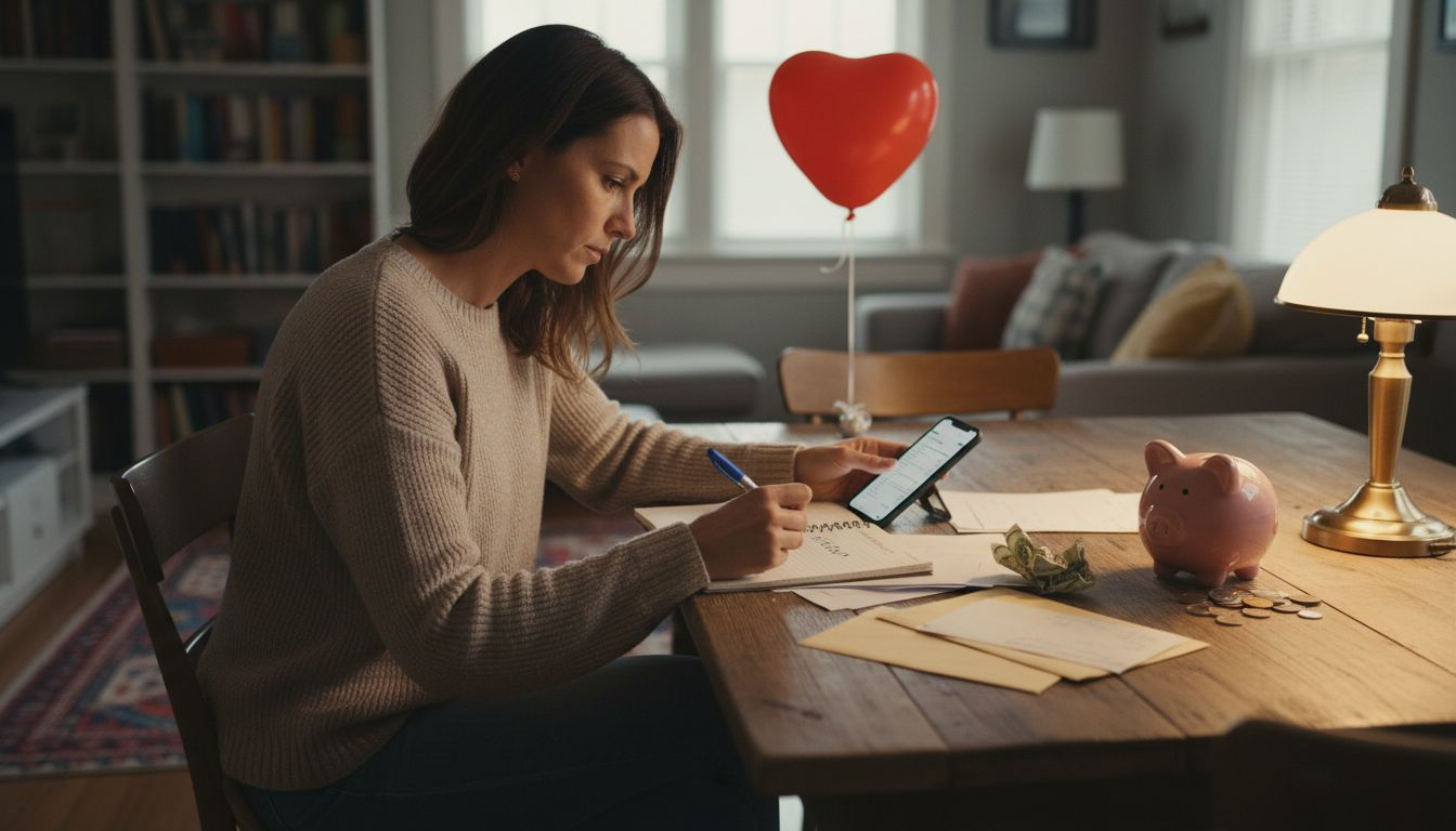 Vrouw die budgetteert voor Valentijnsdagcadeaus