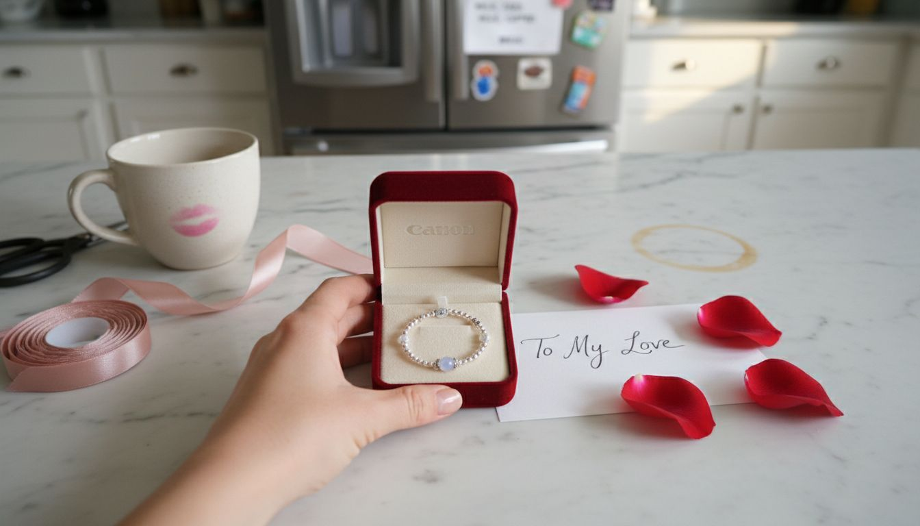 Handpresentatie van een fluwelen doos met luxe cadeau