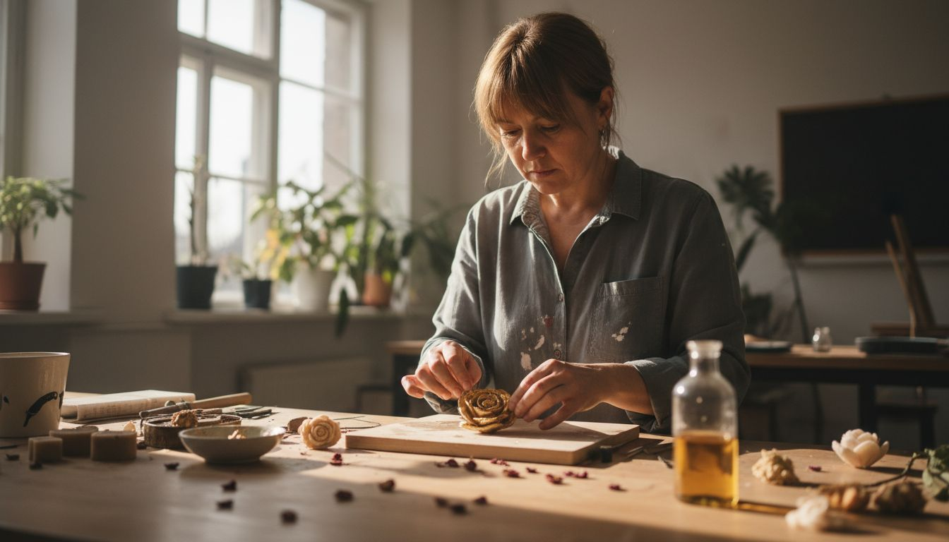 In haar atelier creëert de bloemist edele zeeprozen met veel aandacht voor detail.