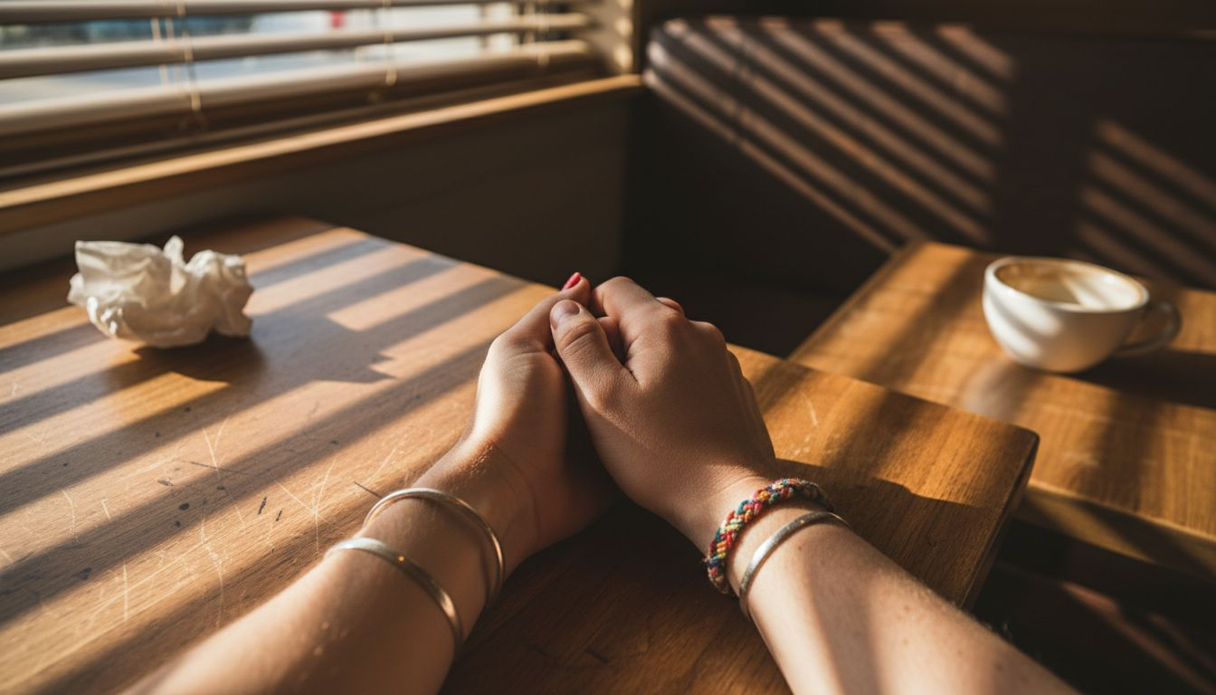 Matchende par-armbånd på sammenflettede hænder