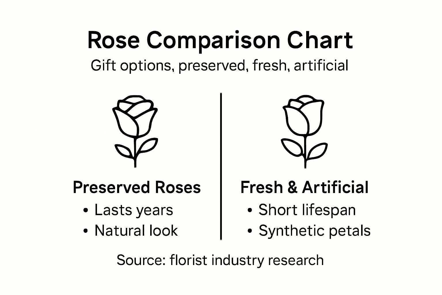 Infographic comparing rose gift types