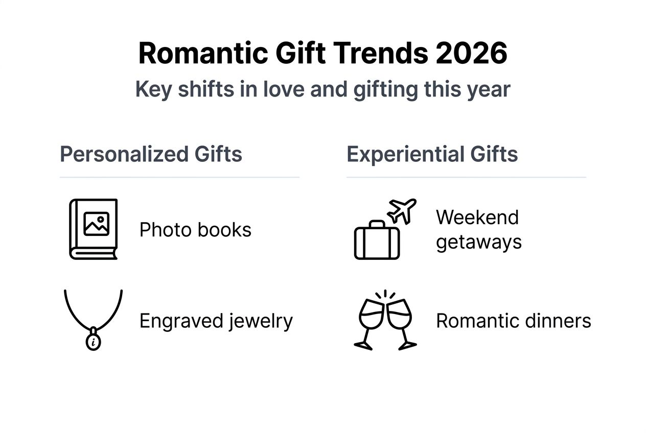 Infografika shrnující trendy romantických dárků roku 2026