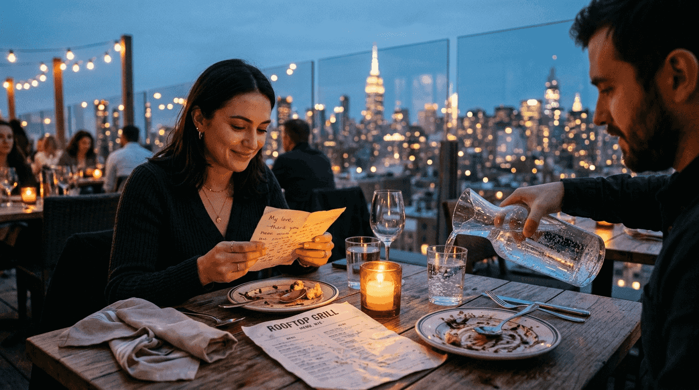 Večeře na střeše jako romantický zážitkový dárek