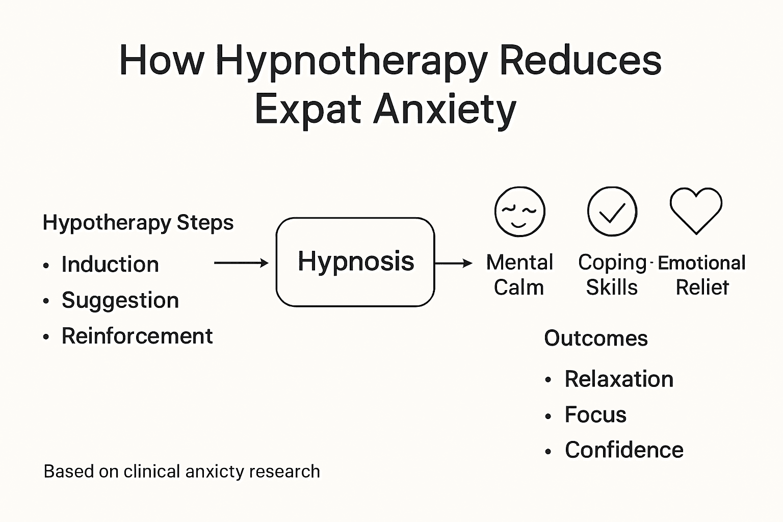 Infographic showing hypnotherapy’s steps and outcomes