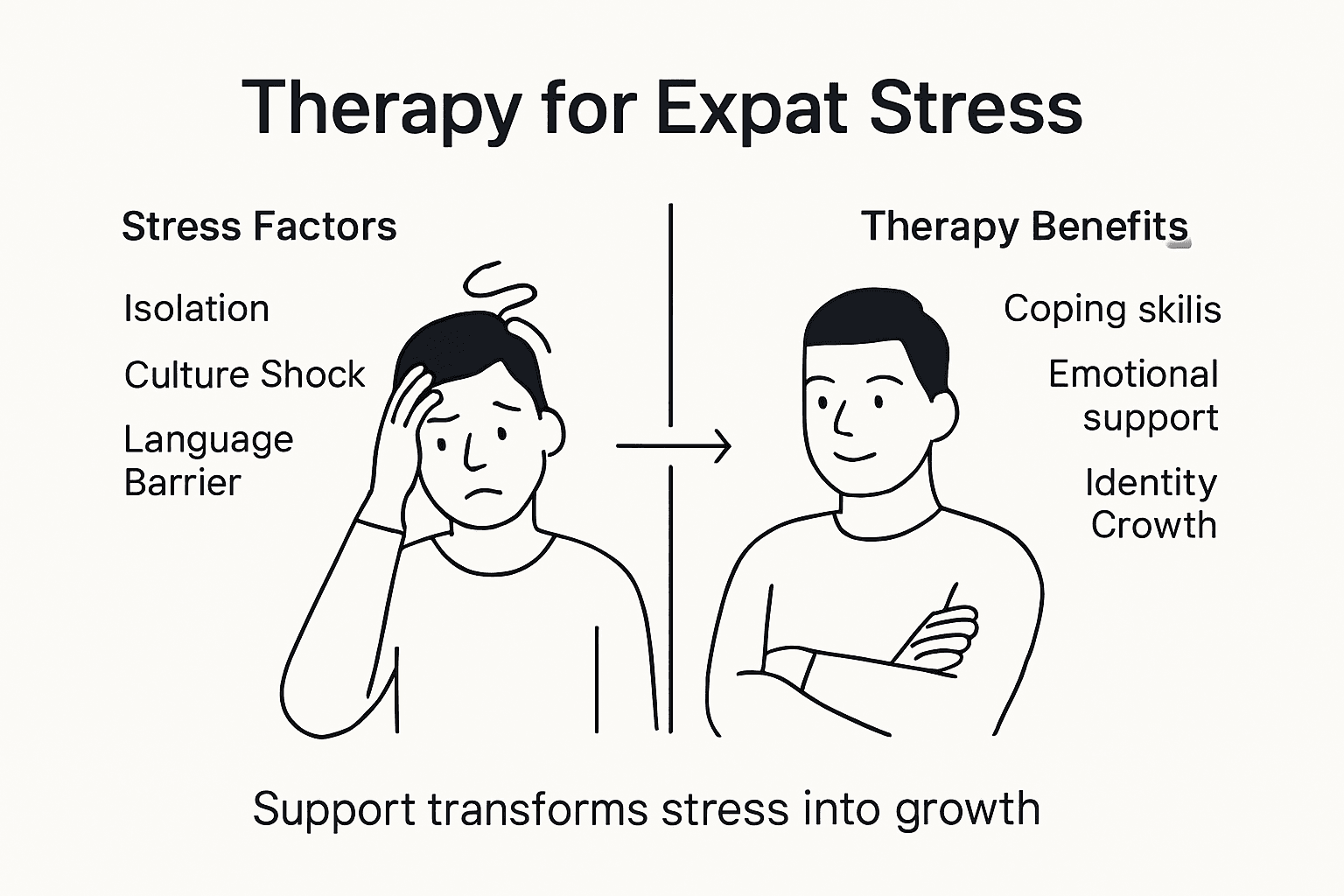 Infographic showing therapy benefits for expats