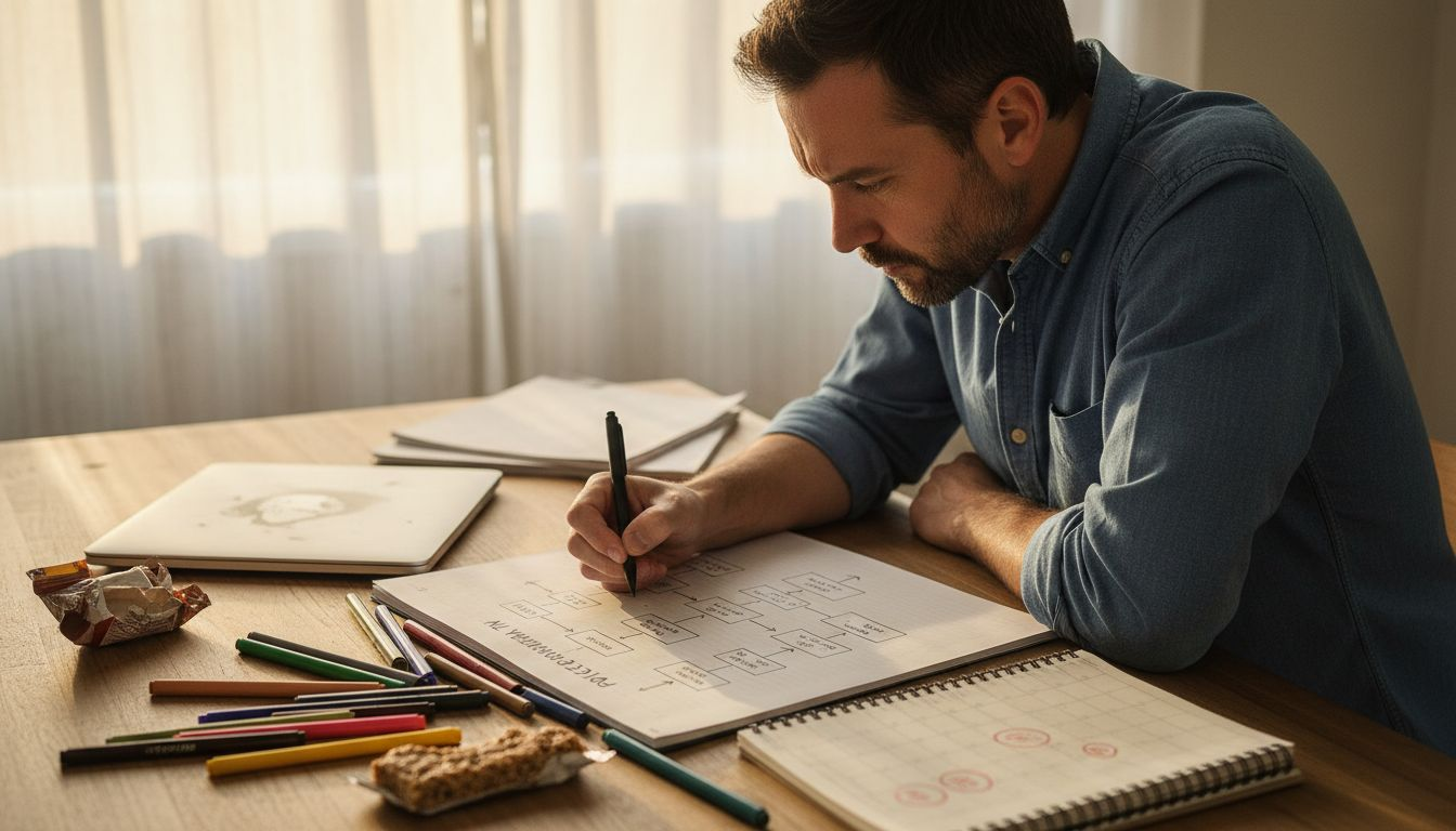Man sets recovery goals using planner