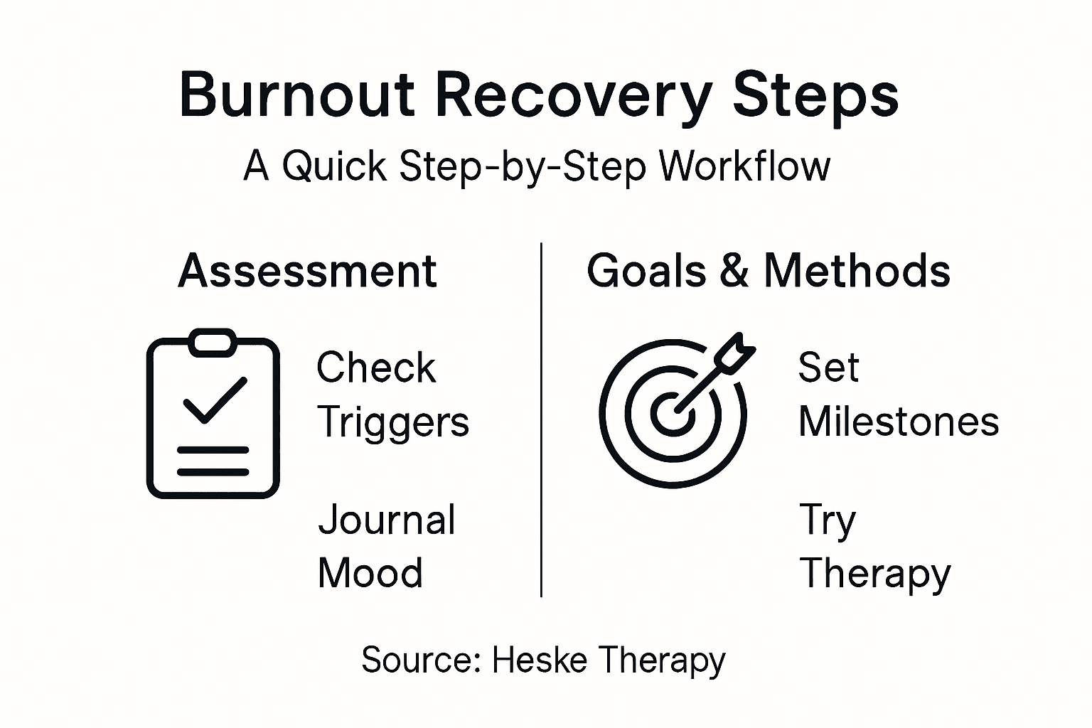 Burnout recovery workflow step-by-step infographic