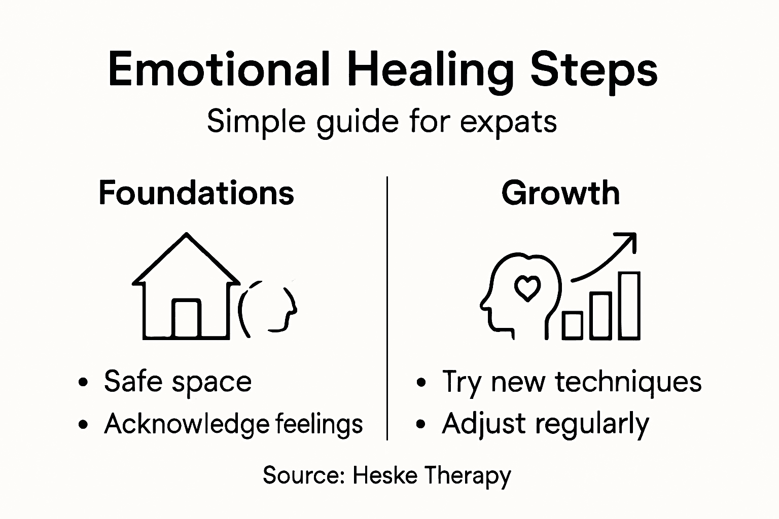 Infographic showing emotional healing steps for expats