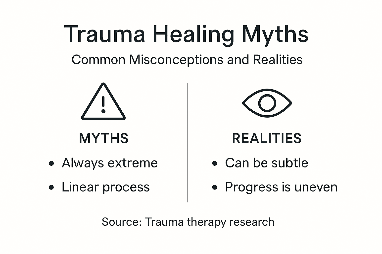 Infographic about trauma healing myths and realities