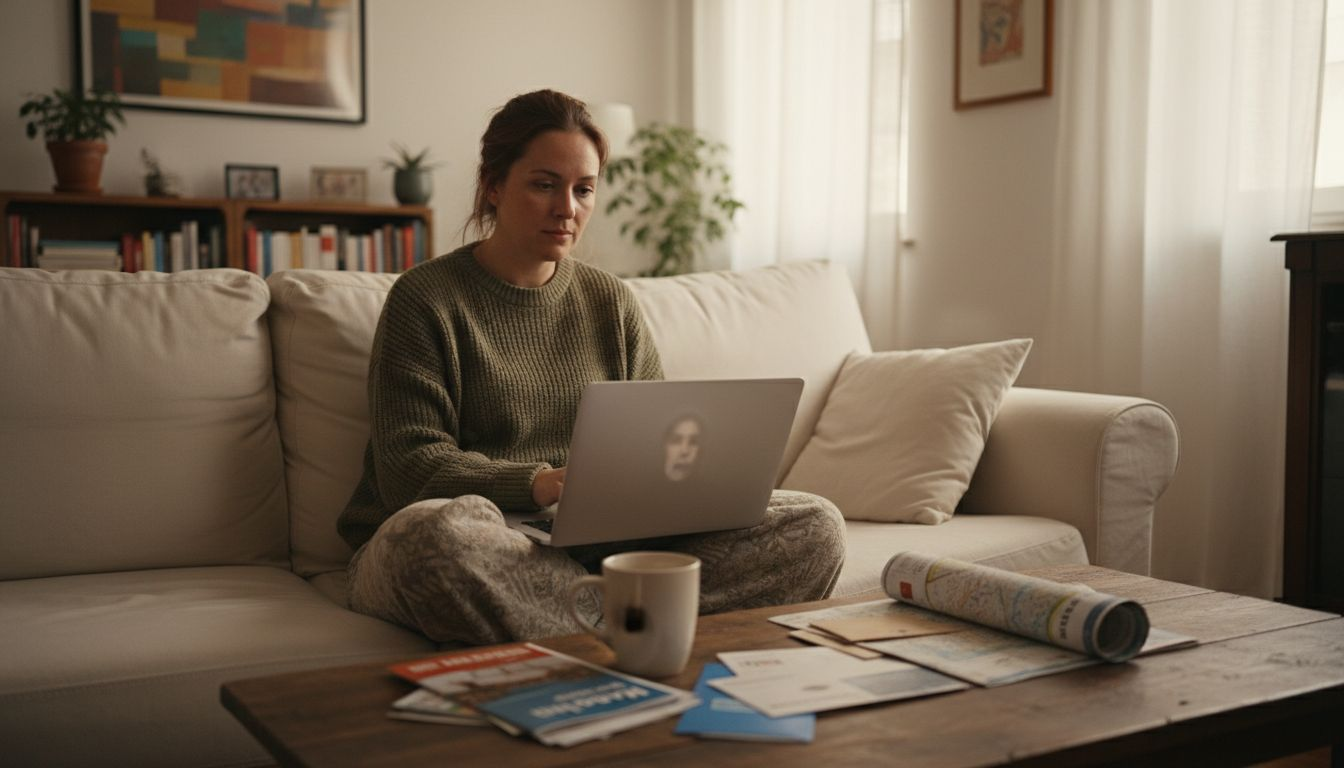 Expat woman during virtual emotional therapy session