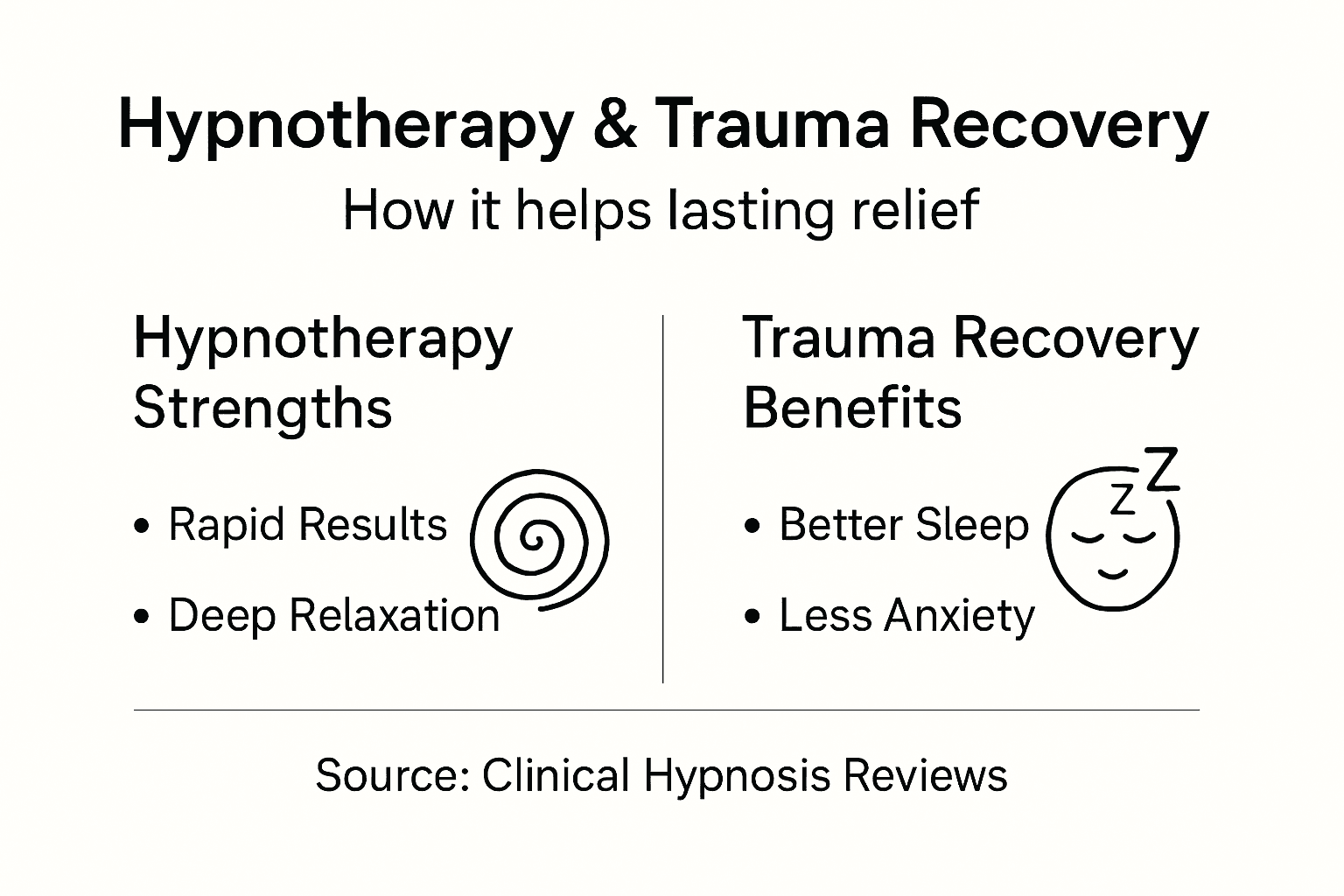 Infographic comparing hypnotherapy trauma recovery benefits
