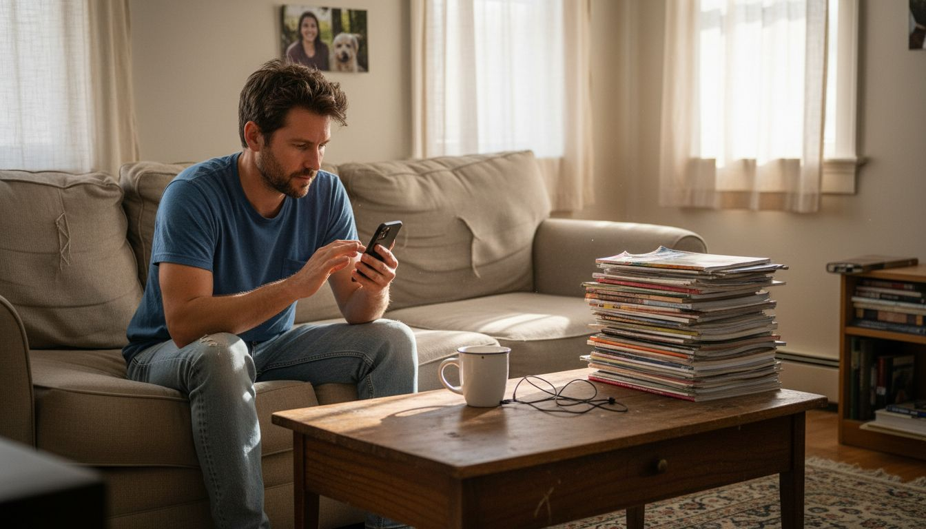 Man coping with trauma in home setting