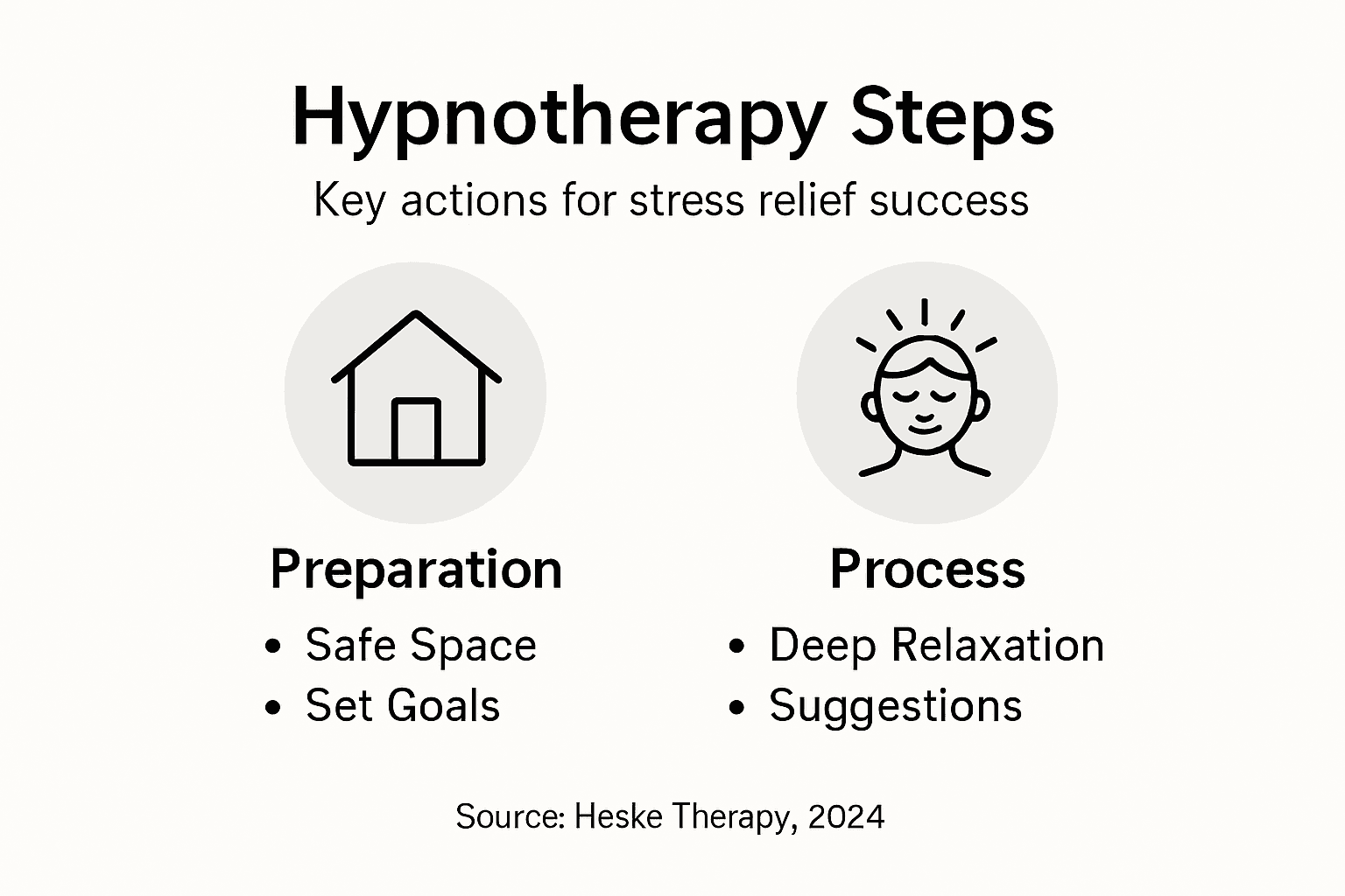 Infographic showing hypnotherapy steps for stress relief