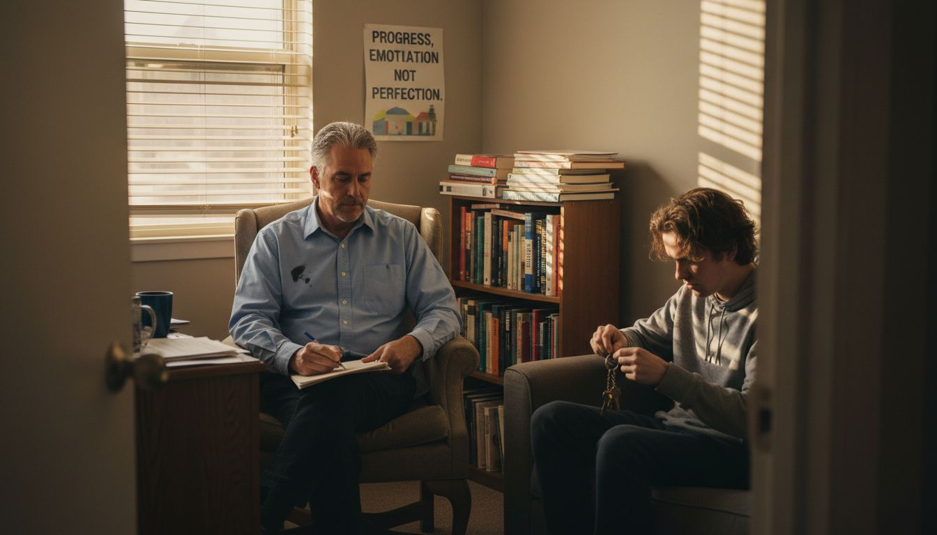 Therapist and client in real office setting