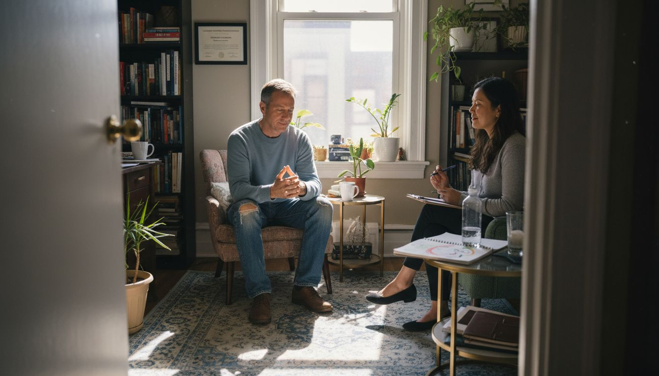 Client during EMDR trauma recovery session