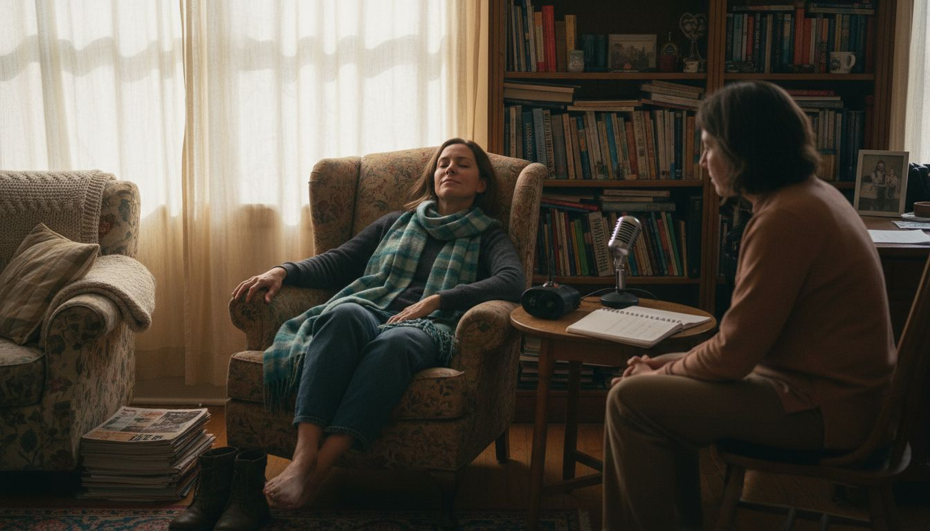 Client relaxing during RTT therapy consultation