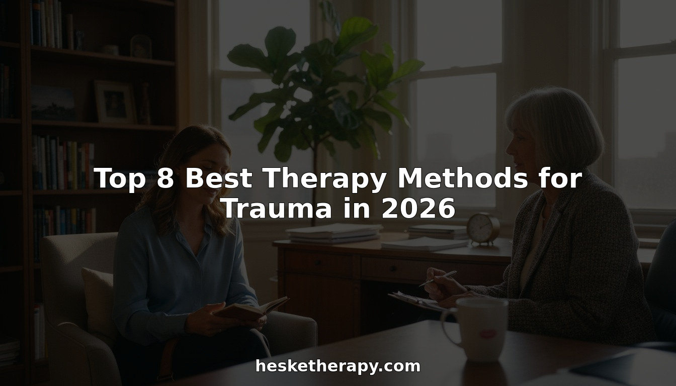 Trauma therapy session in bright corner office