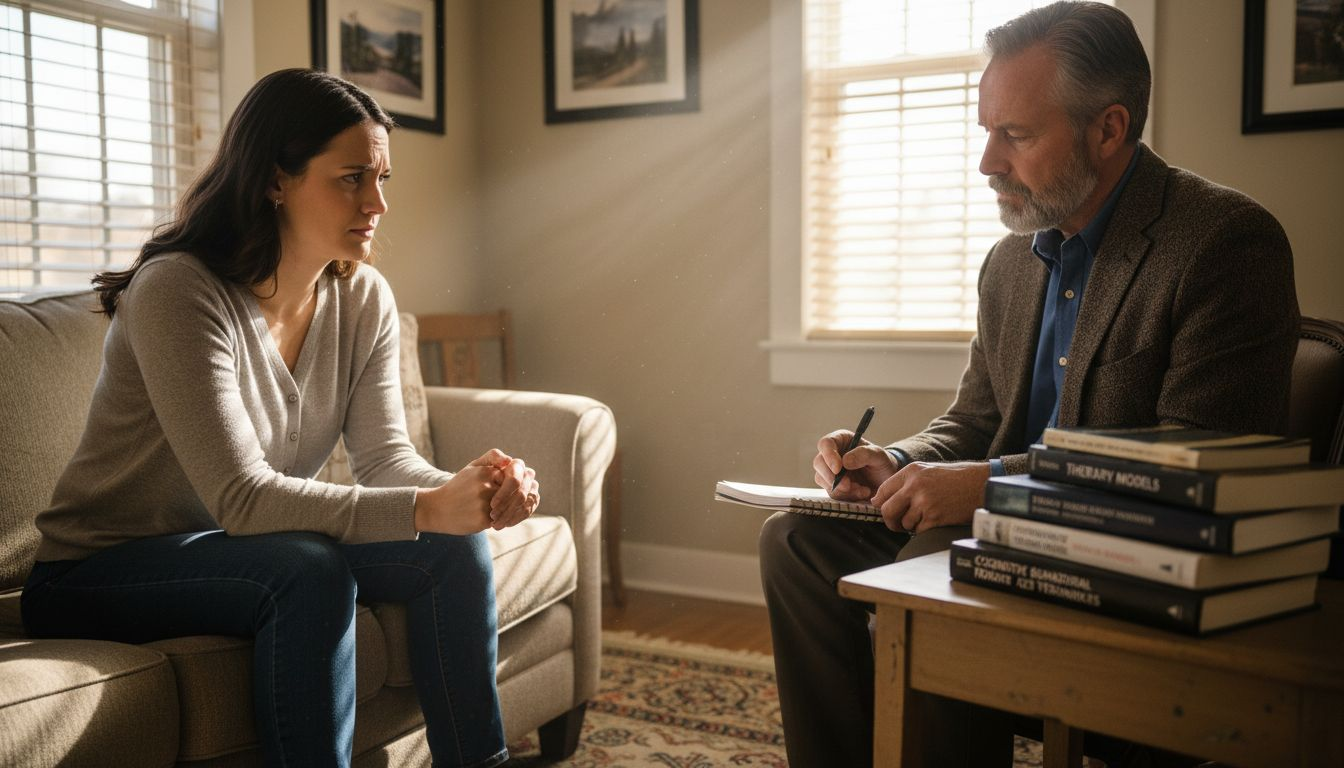 Expat woman in psychotherapy for anxiety