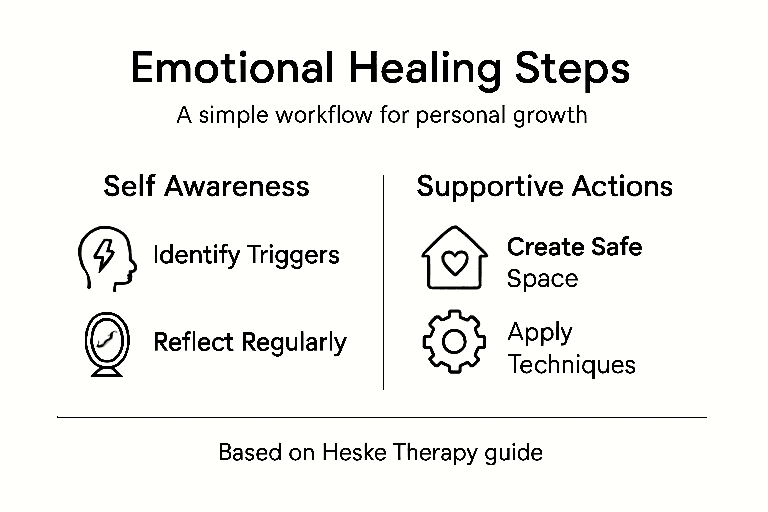 Infographic workflow for emotional healing steps