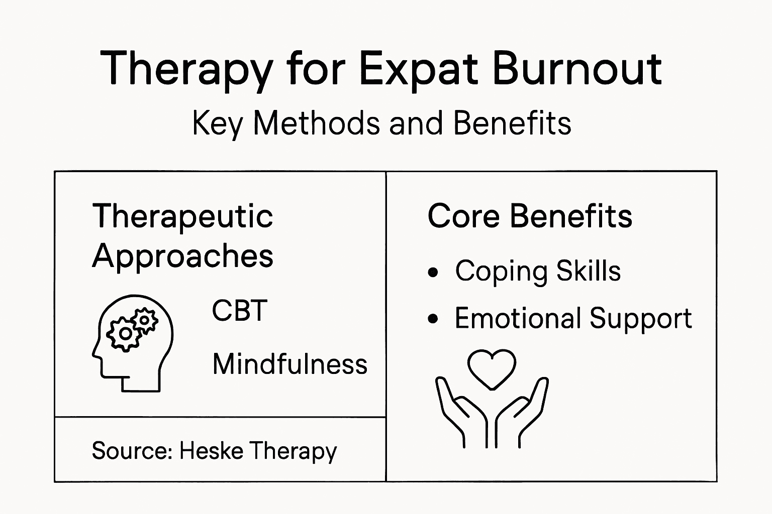 Infographic on therapy methods and benefits for expats