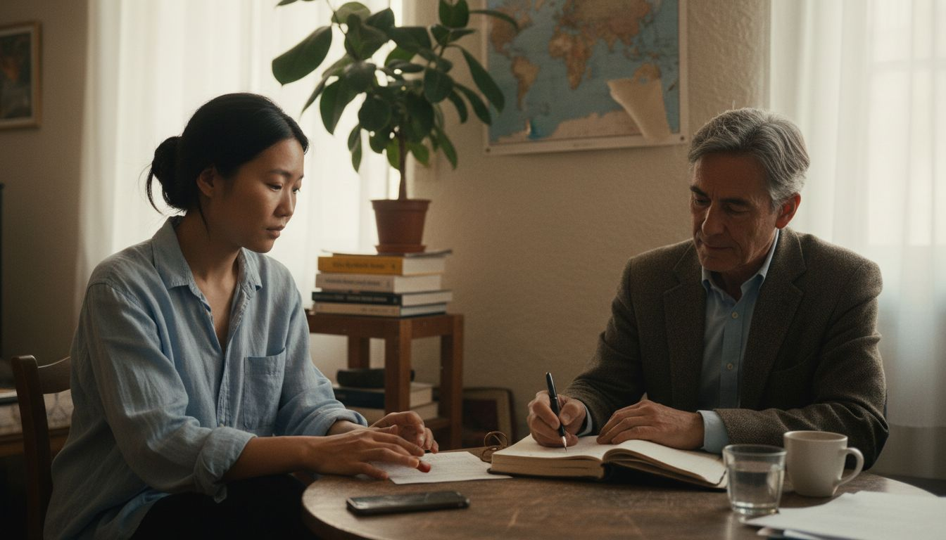 Therapist listening to international client in office