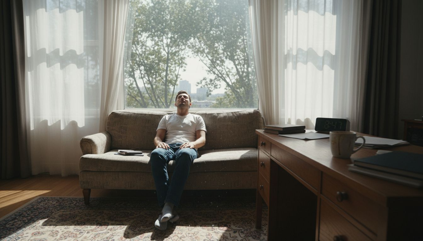 Client relaxing after successful therapy