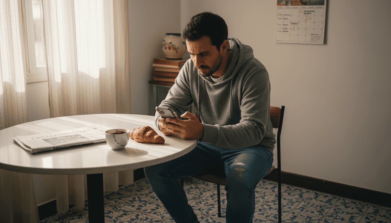 Expat feeling culture shock alone at table