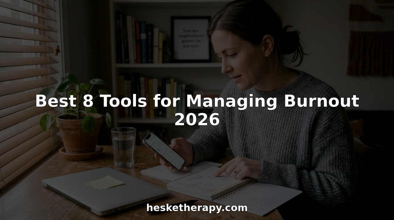 Professional woman uses tools to manage burnout