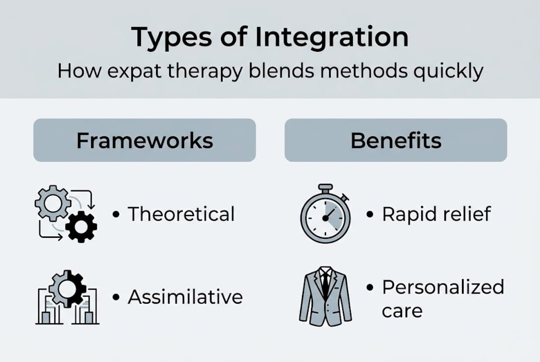 Infographic on therapy integration frameworks and benefits