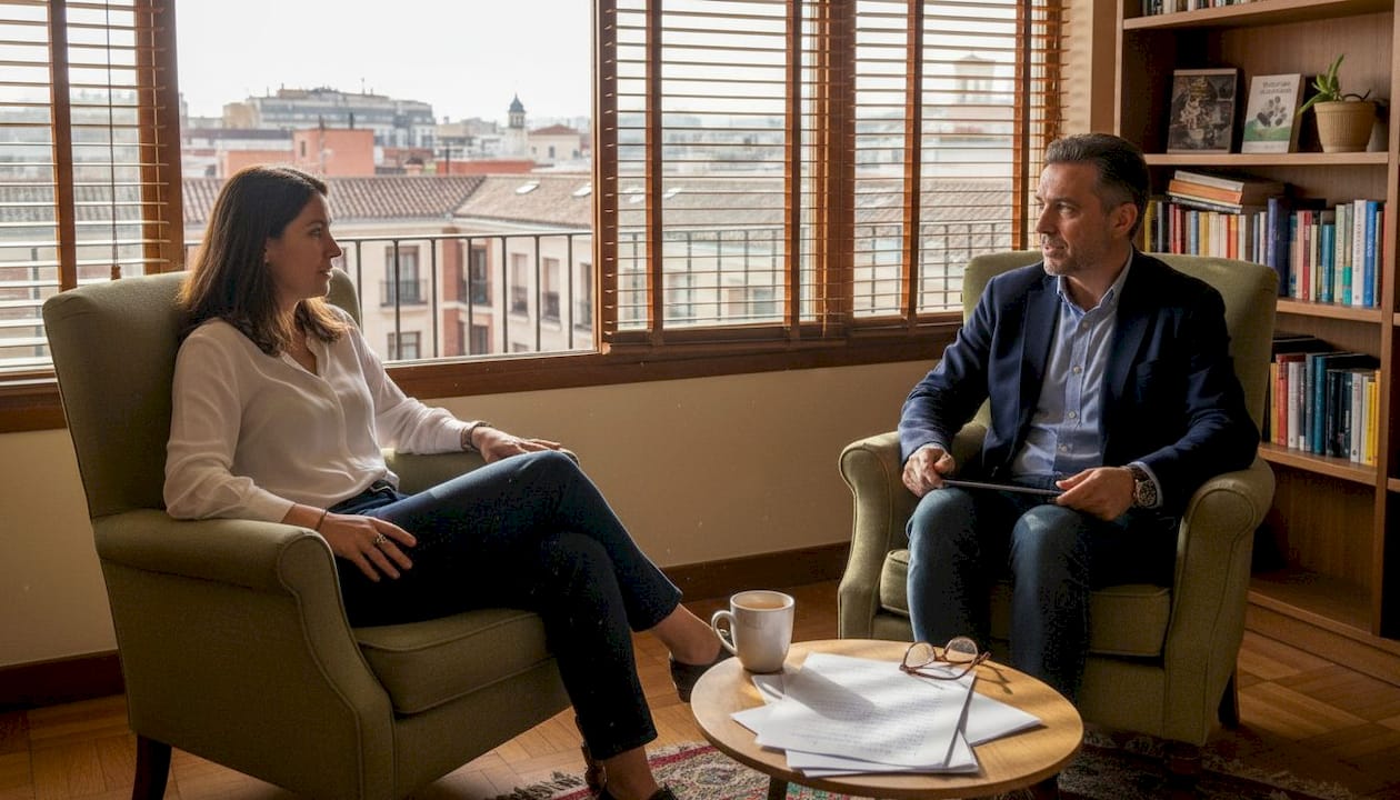 Expat receiving hypnotherapy in therapist office