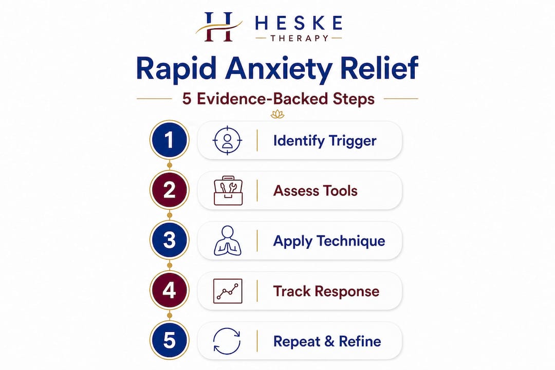 Infographic showing rapid anxiety relief steps