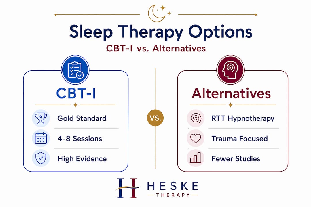 Infographic comparing sleep therapy methods for expats