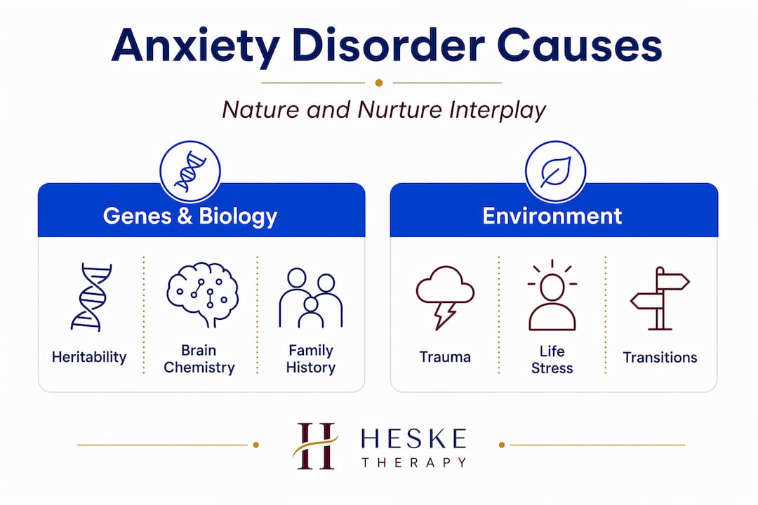 Infographic splitting anxiety causes nature versus nurture