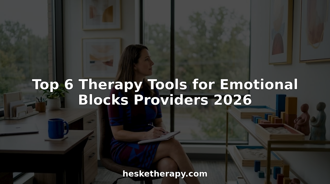 Therapist in professional office with emotional therapy tools